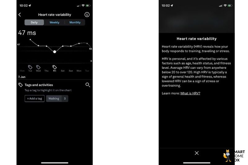 Вы видите открытое приложение Oura Арр, где отображается вариабельность сердечного ритма.